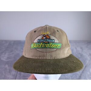 Budweiser Buckmasters Hat Vintage Headmaster Two Tone Tan Green Adjustable Cap